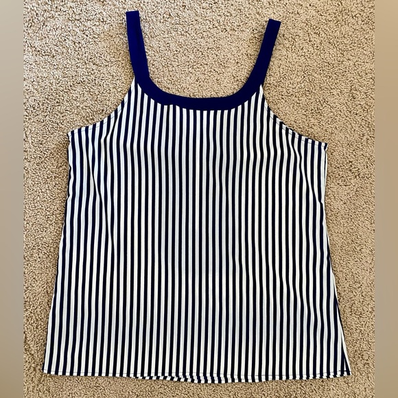 BB Dakota Navy and Ivory Striped Nautical Inspired Tank Top with Bow Front Tie - Picture 4 of 6